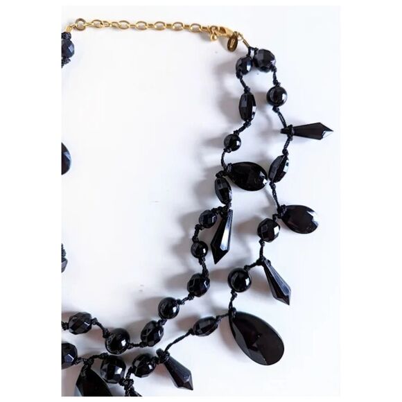 Joan Rivers Signed Vintage Black Lucite Hand Knotted Faceted Bead Necklace. - Picture 7 of 9